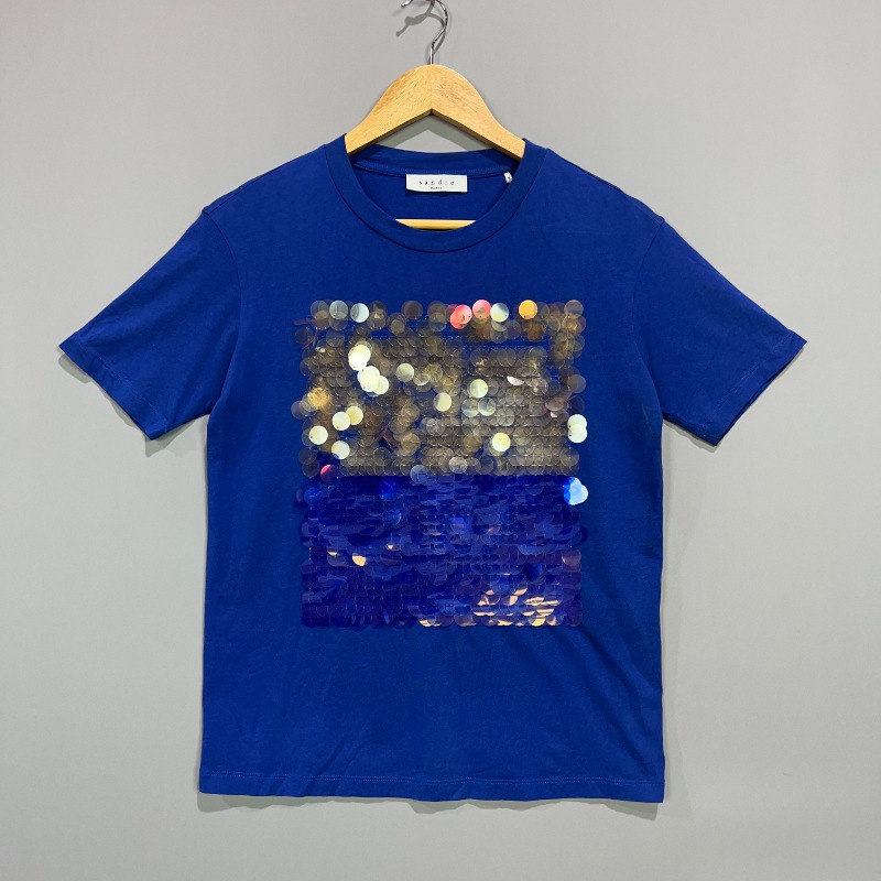 [우먼스] [1] 산드로 블루 테일 반팔 티셔츠 1236